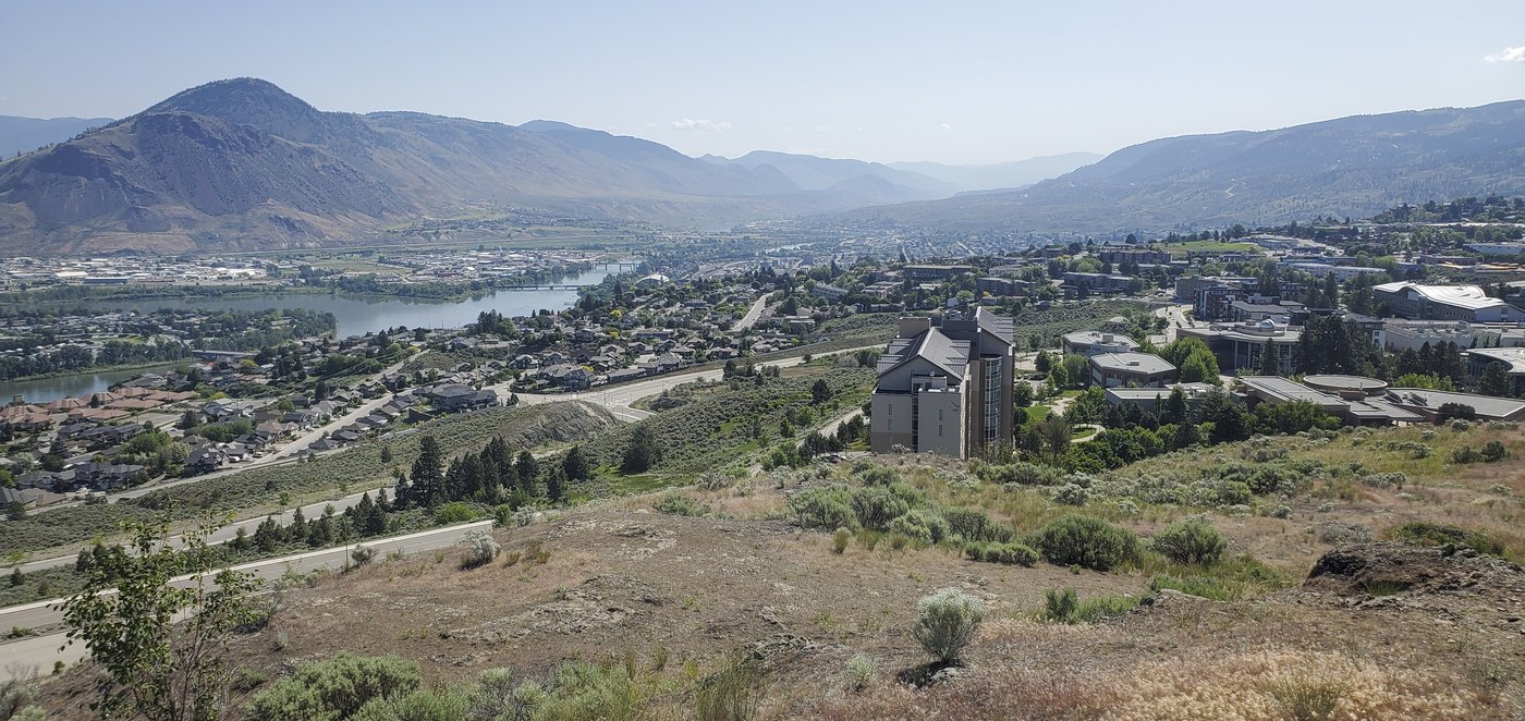 The city of Kamloops and the Thompson River University campus are seen in Kamloops, B.C., Friday, June 2, 2023. THE CANADIAN PRESS/Jeff McIntosh