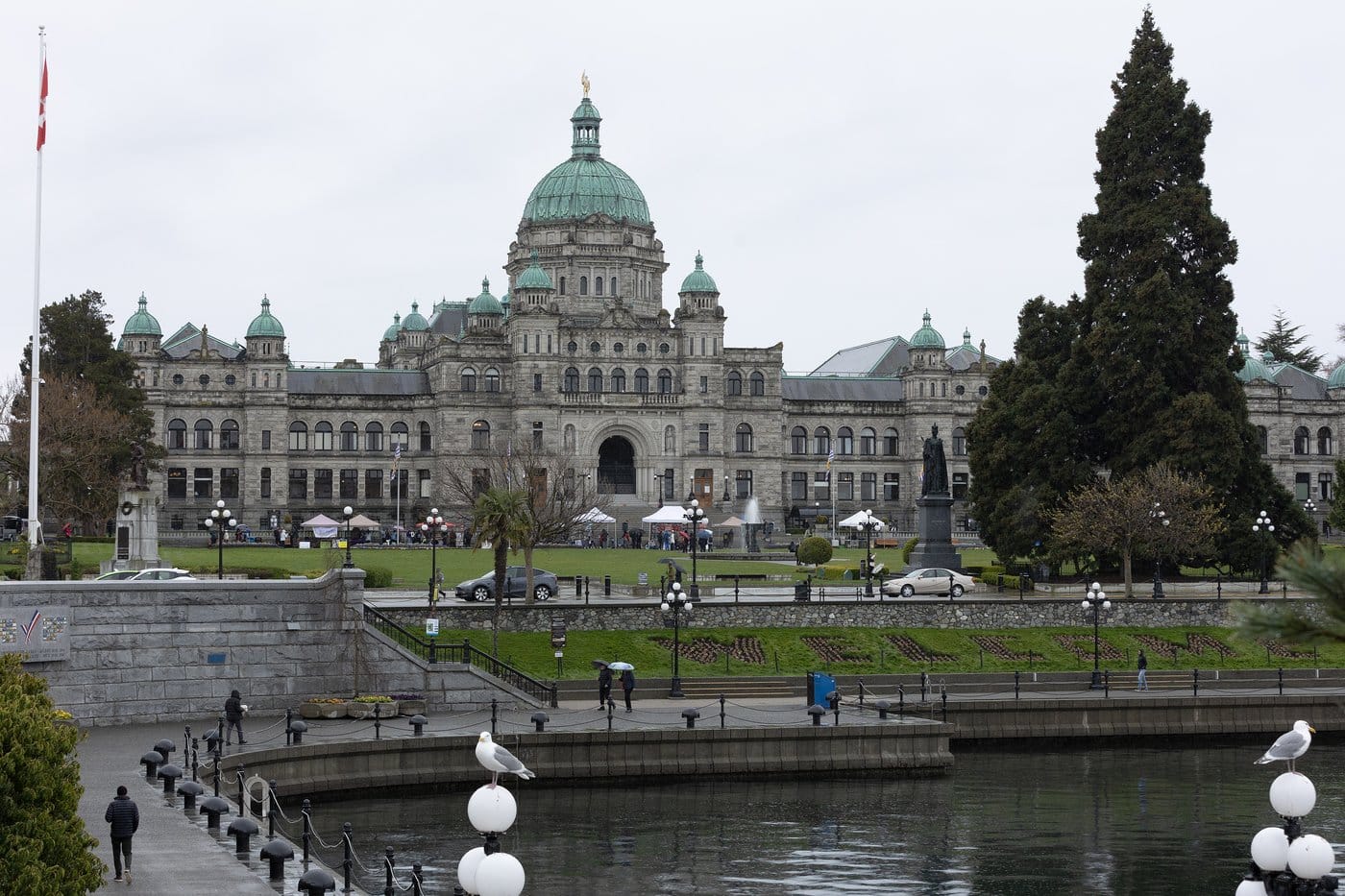 The B.C. legislature building is pictured from the inner harbour in Victoria, on Tuesday, April 14, 2026. THE CANADIAN PRESS/Chad Hipolito