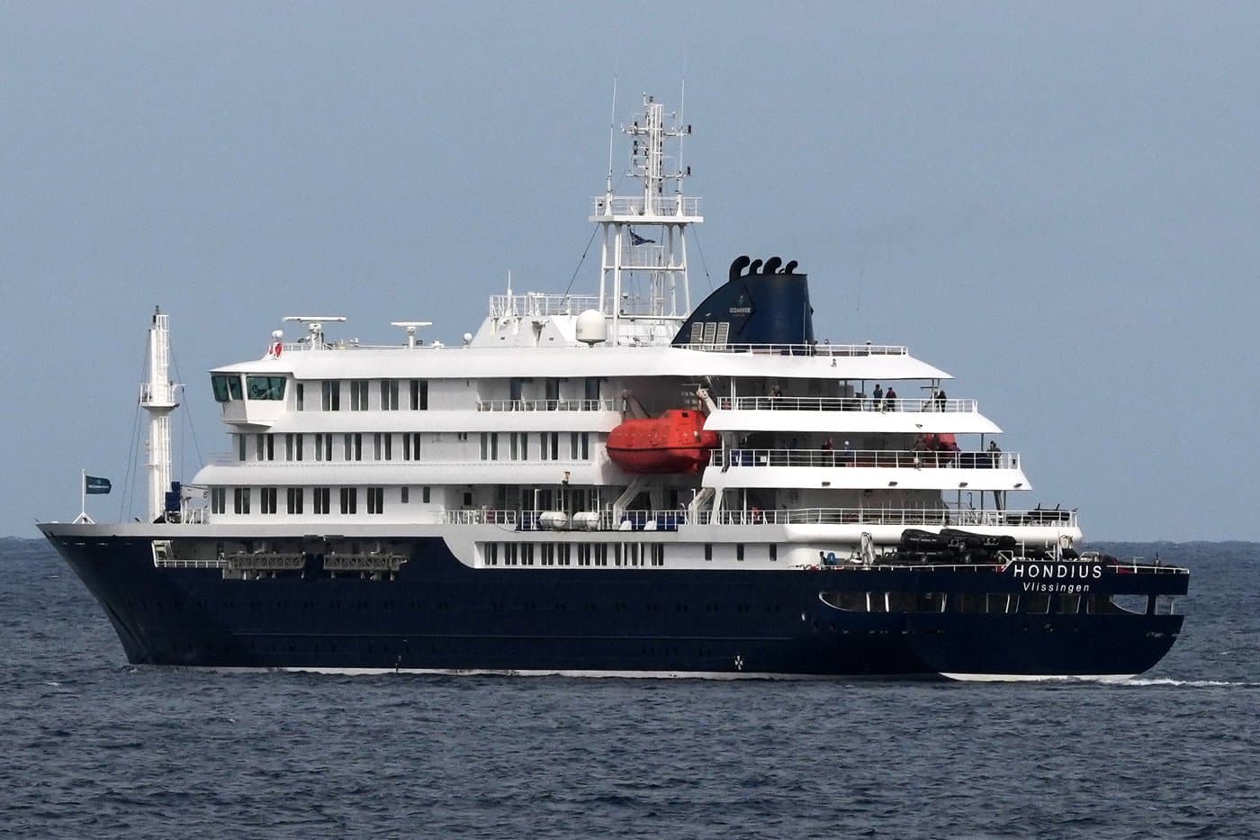 The MV Hondius cruise ship departs the port in Praia, Cape Verde, Wednesday, May 6, 2026. (AP Photo/Misper Apawu)