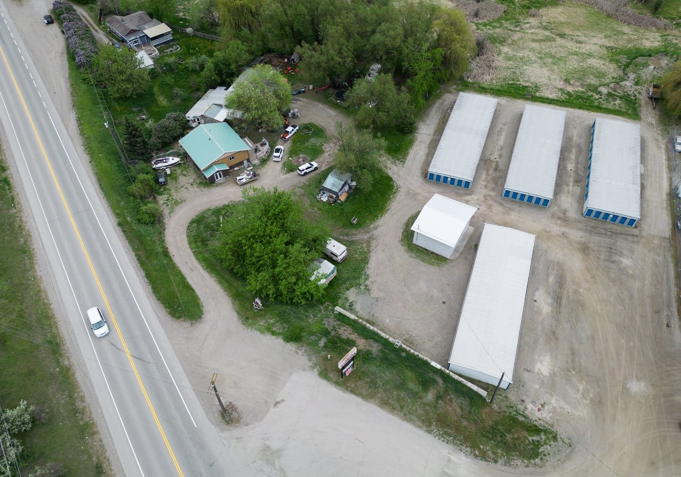 The property, bottom left, where Tatjana Stefanski, 44, was last seen on April 13, 2024, is seen in a photograph taken with a drone, in Lumby, B.C., on Monday, May 13, 2024. THE CANADIAN PRESS/Darryl Dyck