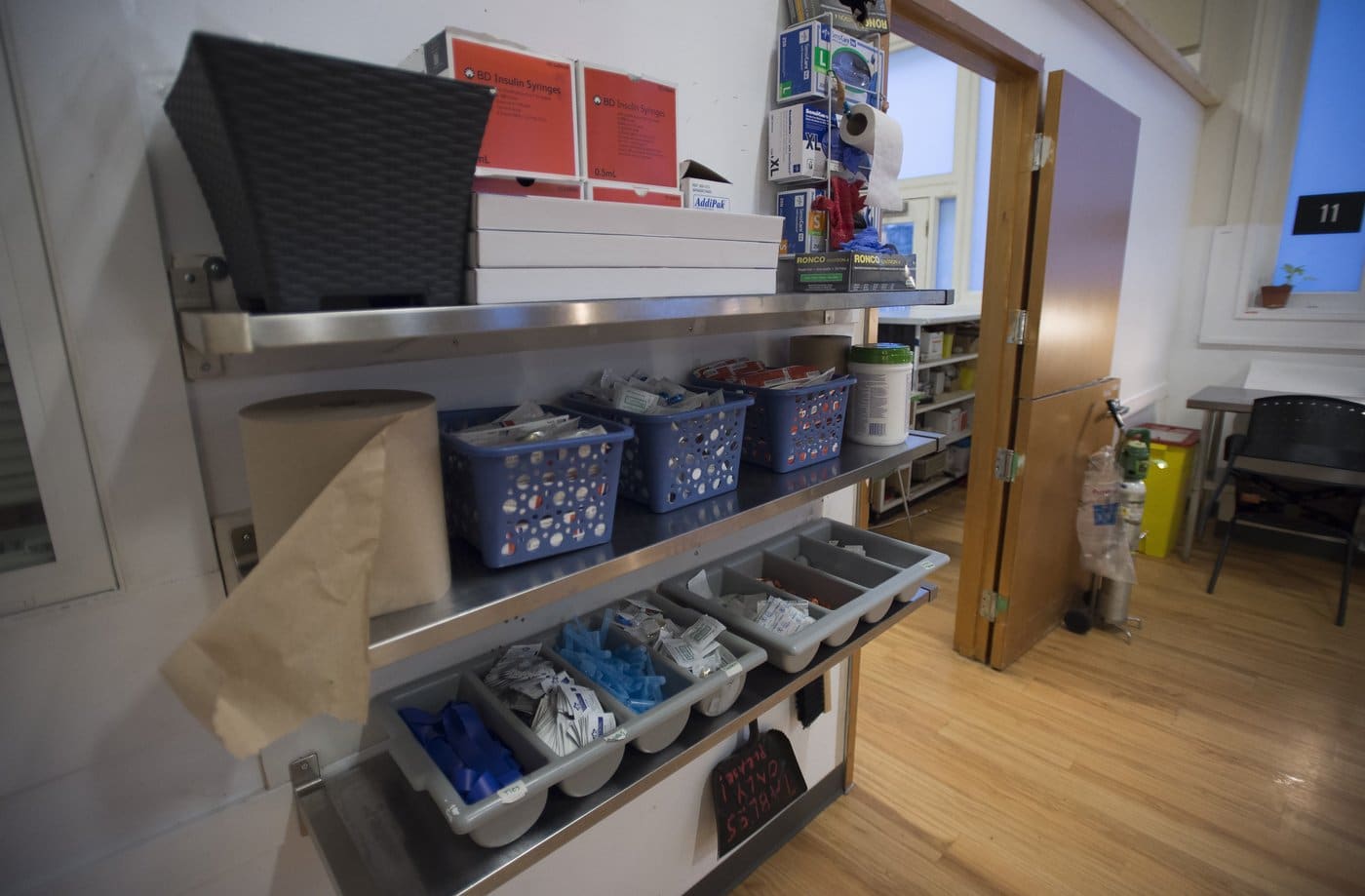 The inside of the Molson Overdose Prevention Site is pictured in Vancouver's Downtown Eastside, Thursday, Jan. 16, 2020. THE CANADIAN PRESS/Jonathan Hayward