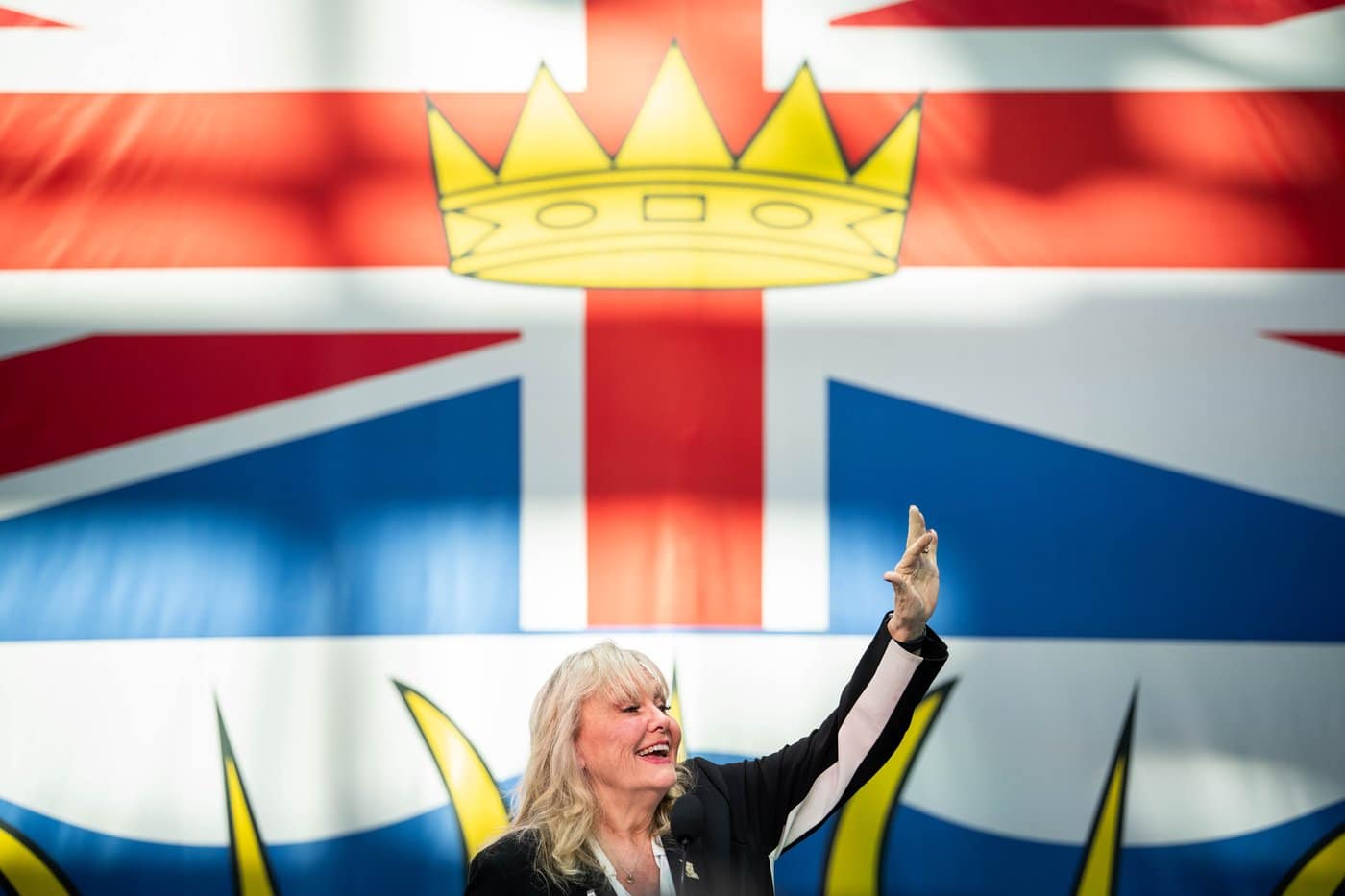 Elected leader of the B.C. Conservative Party Kerry-Lynne Findlay speaks during leadership election night in Vancouver, on Saturday, May 30, 2026. THE CANADIAN PRESS/Ethan Cairns