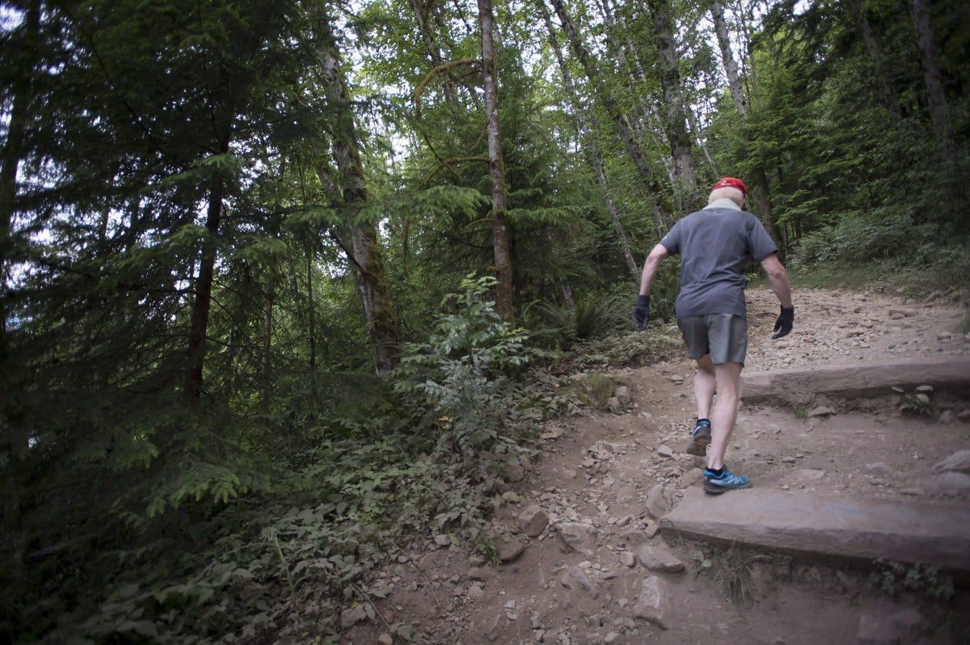 Grouse Grind record holder Terry Byrne, 74, is seen at the base of the famous hike in North Vancouver, B.C. Thursday, June 18 2015. HE CANADIAN PRESS/Jonathan Hayward