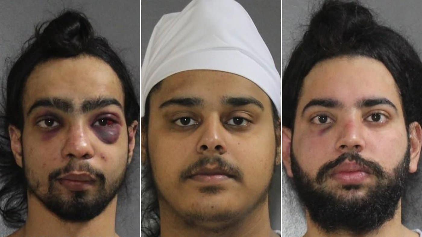 Harjot Singh, from left to right, Taranveer Singh and Dayajeet Singh are seen in this composite of handout images provided by police in Surrey, B.C. THE CANADIAN PRESS/Handout - Surrey Police (Mandatory Credit)
