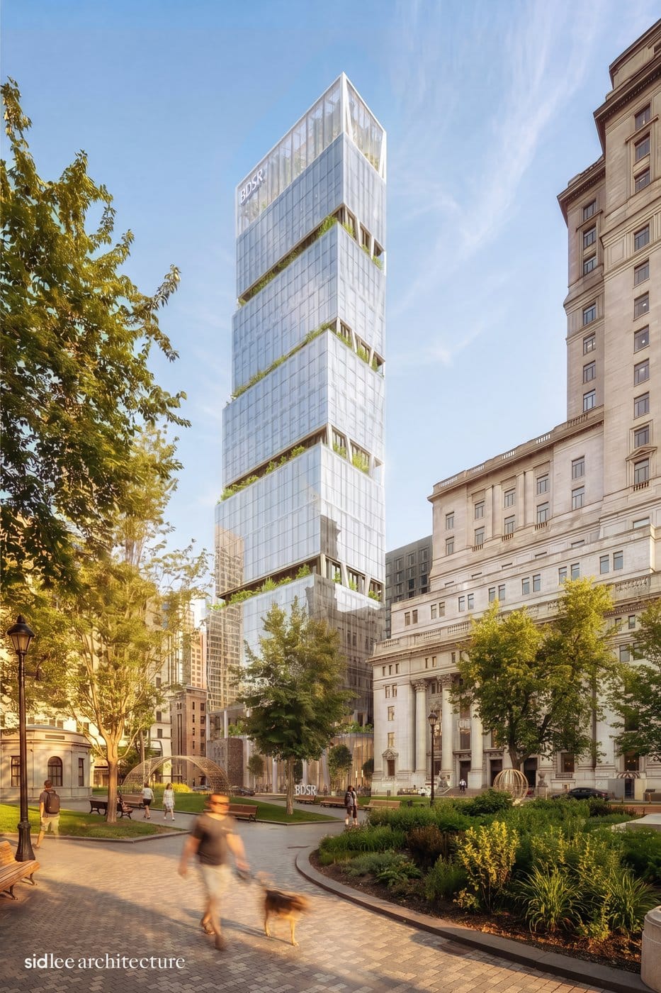 An architectural rendering of the building that could house the Defence, Security and Resilience Bank in Montreal. THE CANADIAN PRESS / Rosefellow, Tsatas Group and (mandatory credit).