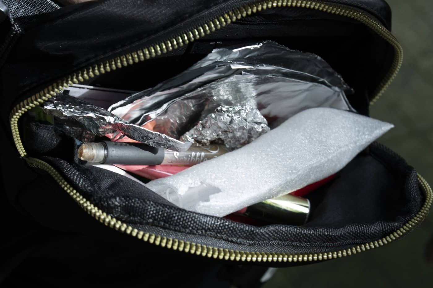 A bag filled with drug paraphernalia is seen on Friday, June 28, 2024, in Portland, Ore. (AP Photo/Jenny Kane)