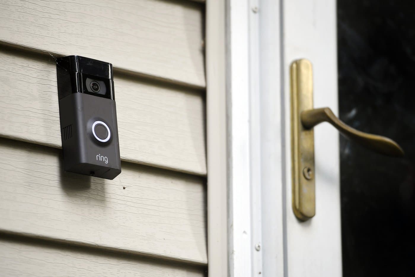 FILE — a Ring doorbell camera is seen installed outside a home in Wolcott, Conn., on July 16, 2019. (AP Photo/Jessica Hill, File)