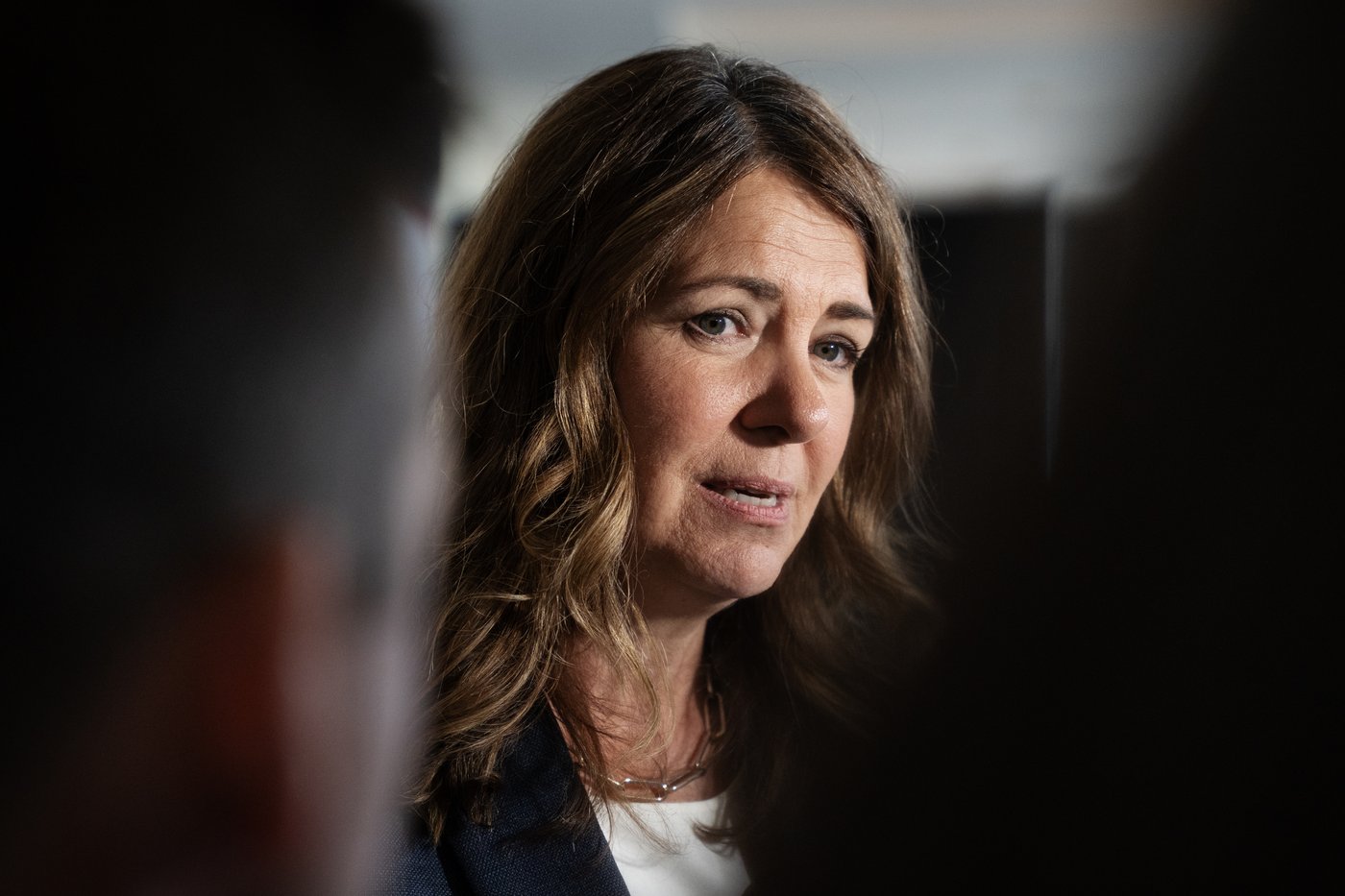 Alberta Premier Danielle Smith speaks to reporters at the Council of the Federation meeting in Charlottetown, on Tuesday, July 21, 2026. THE CANADIAN PRESS/Darren Calabrese